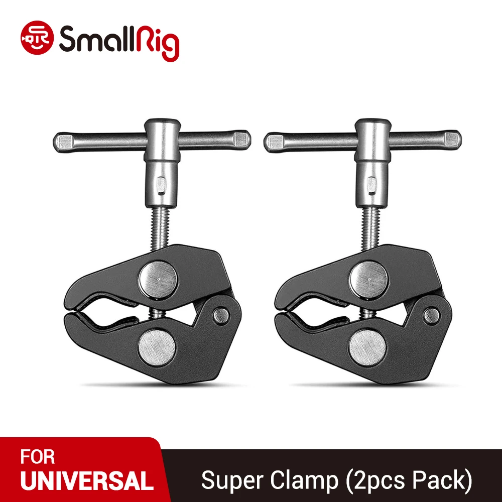 

SmallRig Super Clamp with 1/4 and 3/8 Thread (2pcs Pack) For 15mm-44mm Rods/Cameras/Lights/Umbrellas/Hhooks/Shelves- 2058