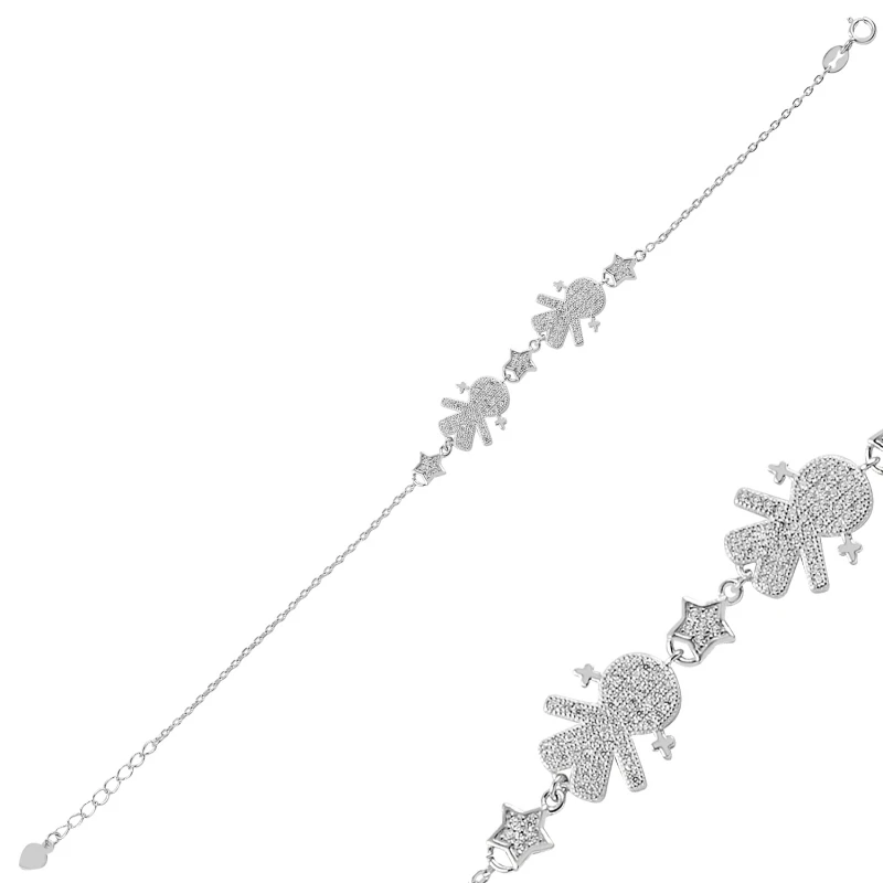 

Silver 925 Set Female Child & Star Zircon Cubic Zirconia Bracelet
