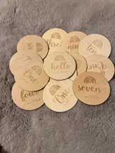 Mordedor de madera para bebé, 14 Uds., tarjeta de cumpleaños para recién nacido, meses de nacimiento, accesorios de fotografía para niños, juguete DIY