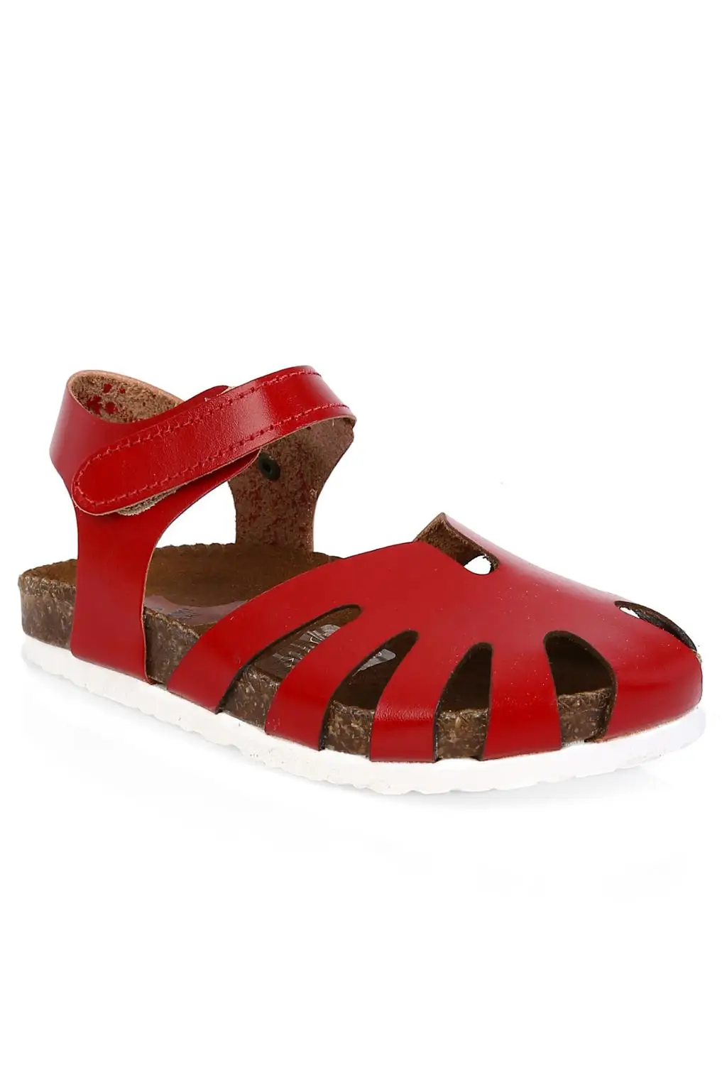 100 Hakiki Deri chocuk Sandalet - Color: Red