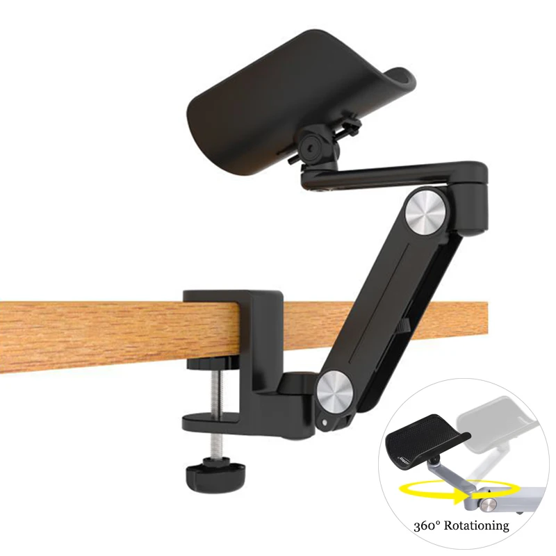 Suporte Ergonômico da Mão Estendida do Escritório do Conforto Ajustável da Almofada do Rato do Computador do Apoio de Wrise do Braço do Metal da Rotação de 360 °