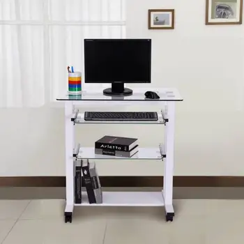 

Computer table Office PC Dispatch Desk with glass Shelves-anco-80x51x83 cm