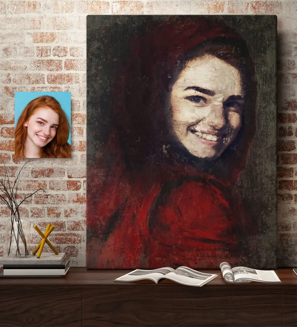 

Personalized Oil Painting Themed Artistic Canvas Table (70x100 cm.) 3