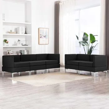 

5 PCs black fabric sofa Set sofa