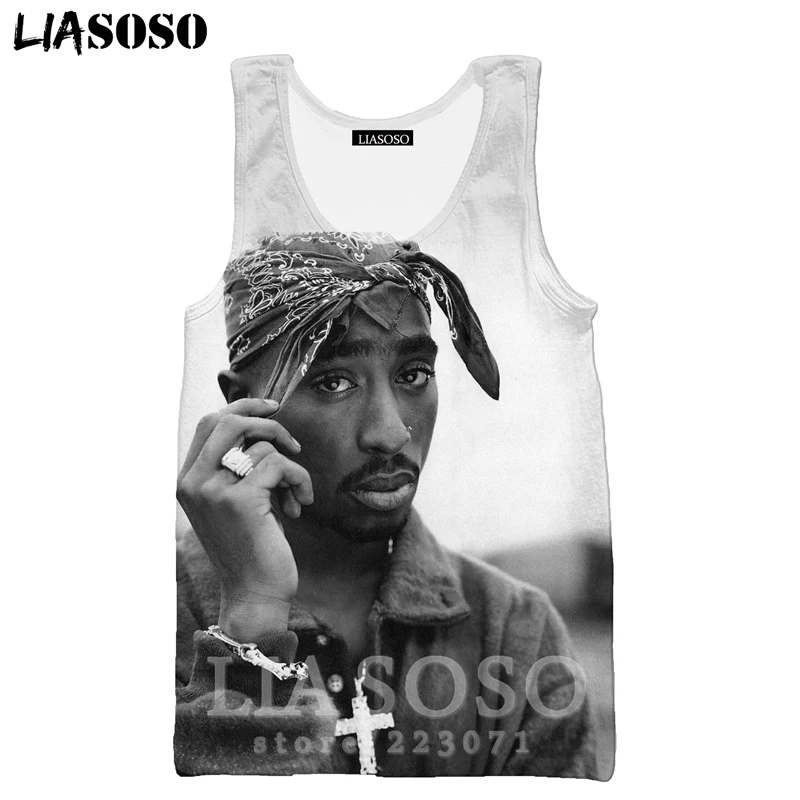 12 Рэппер 2Pac жилет LIASOSO лето для мужчин женщин Аниме Толстовка 3D принт О образным вырезом майка без рукавов хип хоп Уличный пуловер A295-3 - Цвет: 12