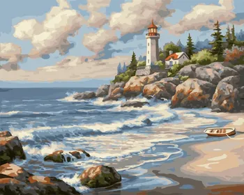 

Painting by numbers GX 4823 lighthouse on rocks 40*50