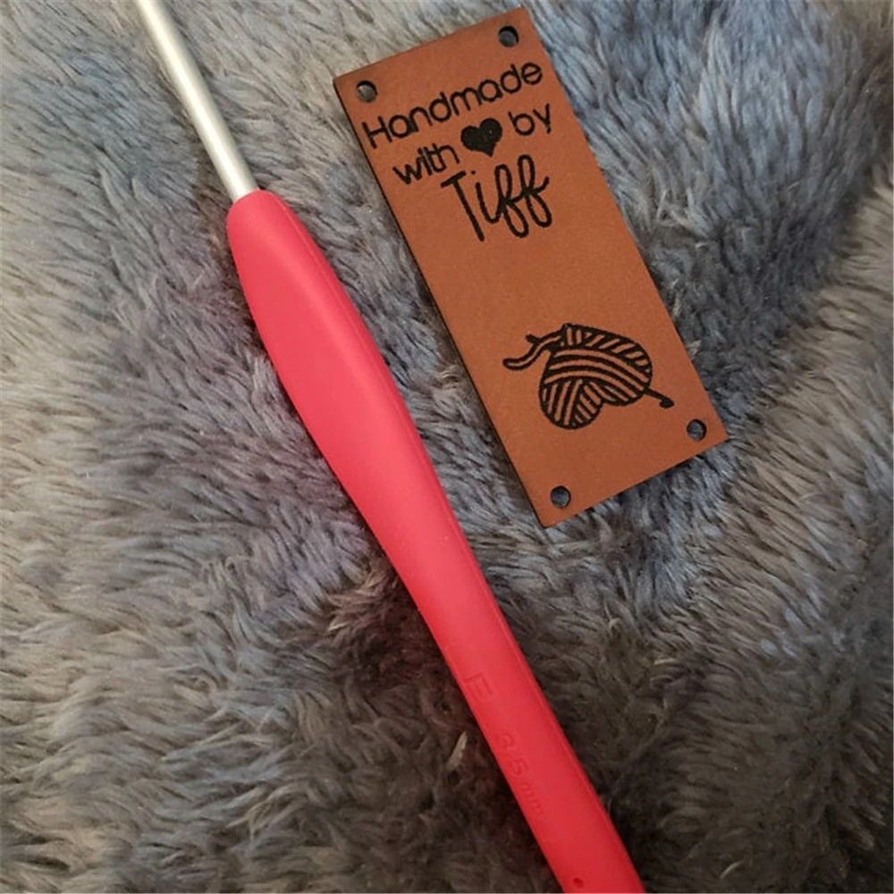 Personalised Tags for Knitting, Tags for handmade items, labels for blankets, labels for handmade items.leather tags for crochet
