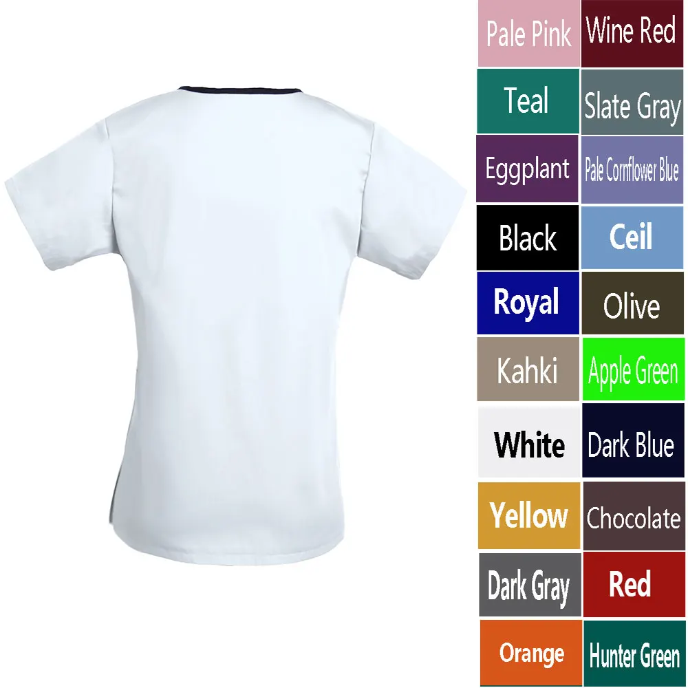 Women's Scrub Tops Nursing Uniform Blouse Short Sleeve Top with Pockets