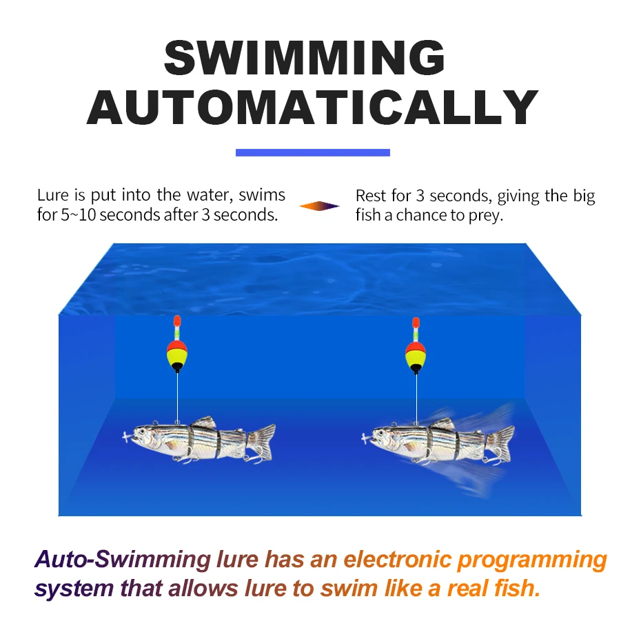 Роботизированная купальная приманка, авто электрическая приманка, воблеры для 4-Segement Swimbait, USB Перезаряжаемый мигающий светодиодный светильник