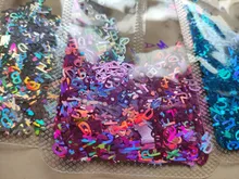 Letras holográficas de resina epoxi con purpurina gruesa, letras gruesas, lentejuelas mezcladas, alfabeto, 5 colores, 2g por