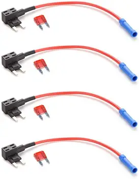 

4 Pieces Circuit for Piggy Back Fuse ATO ATC Mini Blade with 12V 24 V Fuse Box Complete with 10A Mini Blade Fuses