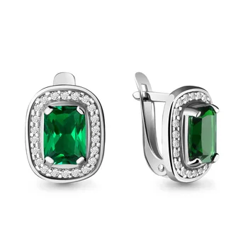 

Silver earrings with cubic zirconia and nanoemerald Sint.