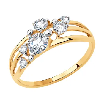 

Sokolov ring in Gold with Swarovski Crystals cubic zirconia, fashion jewelry, gold, 585, women's male