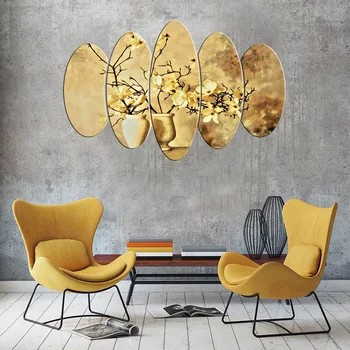 

Yellow Flower Themed 5 Piece Mdf Table