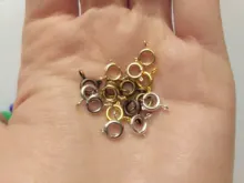 30 unids/lote de cierre de anillo de resorte dorado con anillo de salto abierto, cierre de joyería para cadena, collar, pulsera, conectores, fabricación de joyas