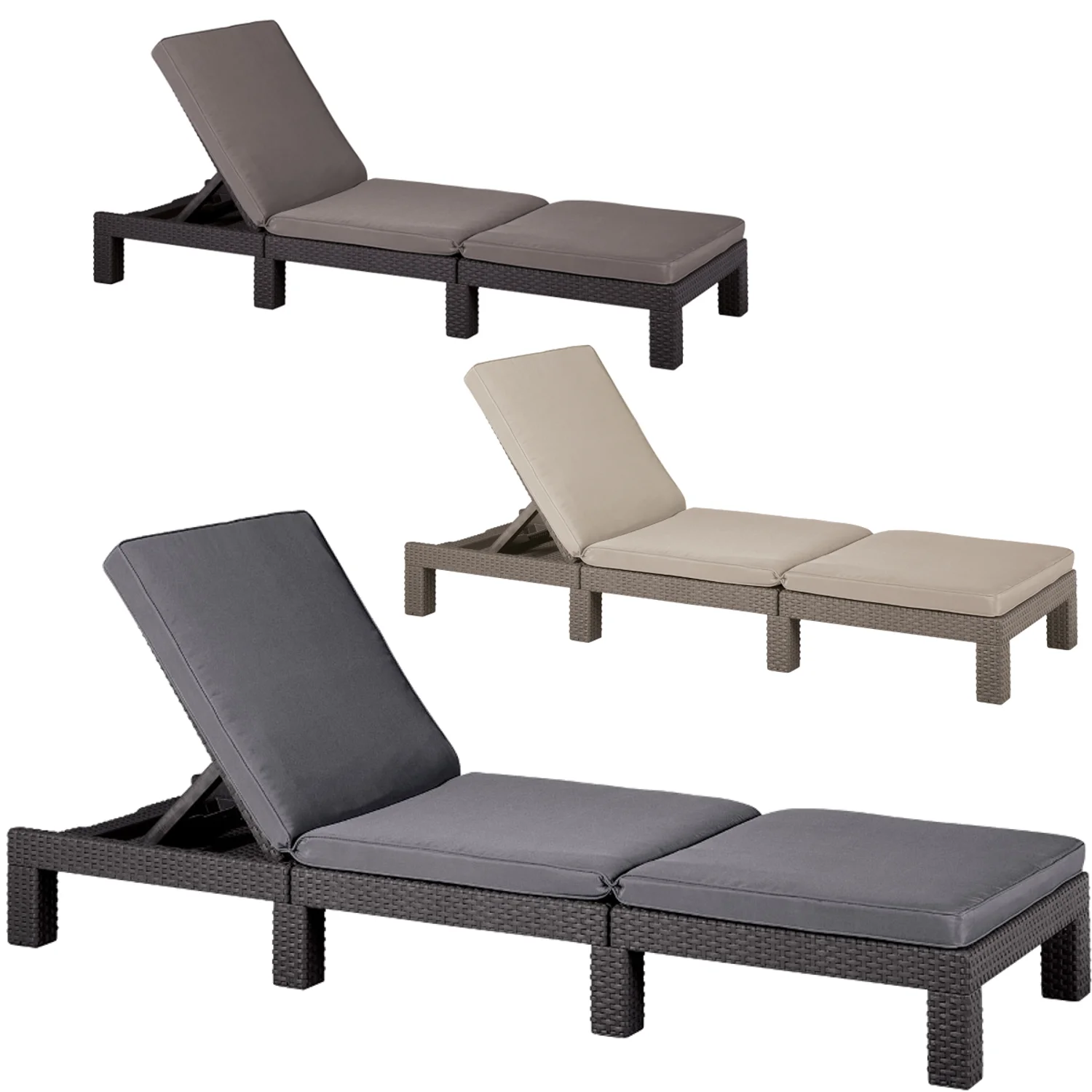 Tumbona de terraza Curver Daytona ajustable con cojines para exteriores, 3  colores sólidos|Tumbonas para exteriores| - AliExpress