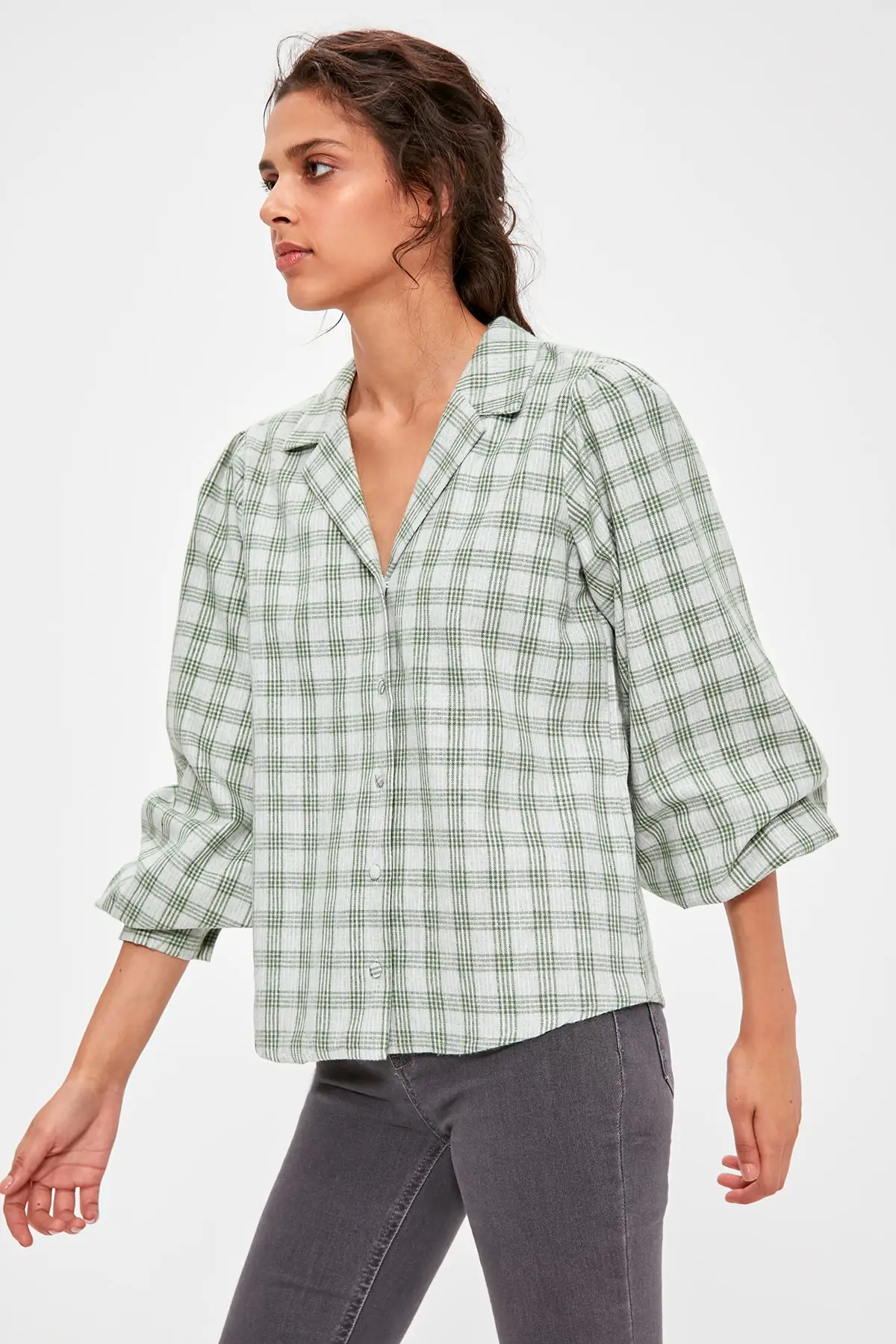 

Trendyol Green Plaid Shirt TWOAW20GO0275