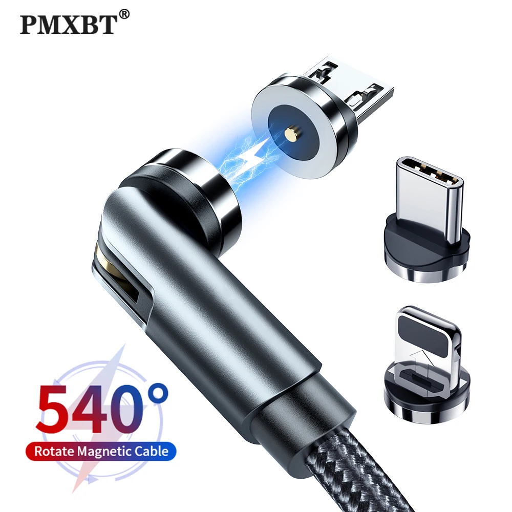 Магнитный зарядный кабель Micro USB/Type-C вращающийся под разными углами для iPhone 12 Xiaomi