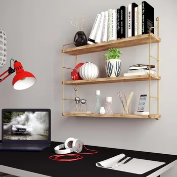 

Bino 3'lü Wall Rack Solid Gold Color Stainless Plated Bookcase