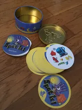 Juego Family Spot It con caja de Metal, tarjeta de juego con garabatos de 83mm, versión en inglés, Artículos populares