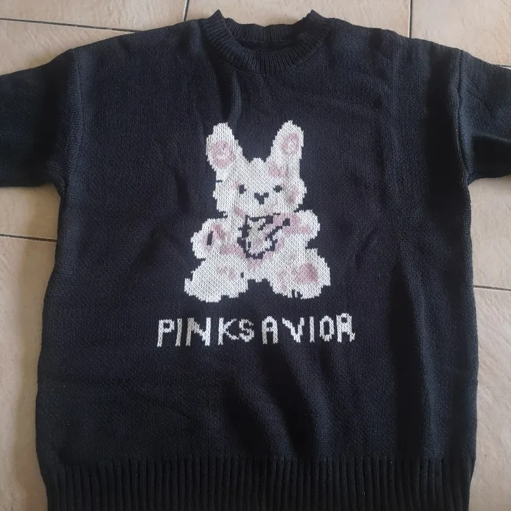 Gothic Harajuku Pink bunny Knitting Sweater photo review