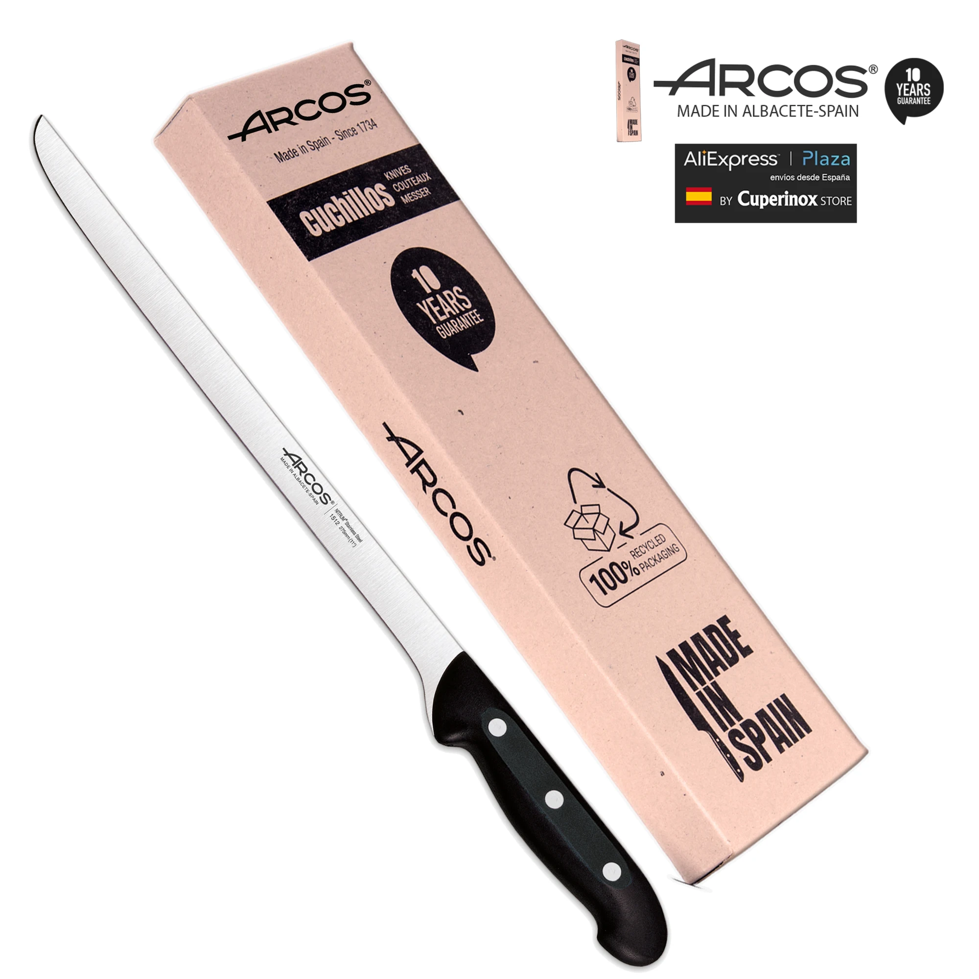 Professional Jamonero Knife Bows, Black Handle, 275 Mm Nitrum Stainless