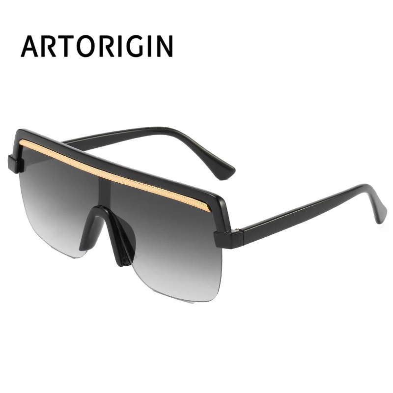 FC Oversized Red Yellow Gradient Cat Eye Sunglasses Women Luxury Brand Fashion Rimless Square Metal Female Men Sun Glasses - Цвет линз: Цвет: желтый
