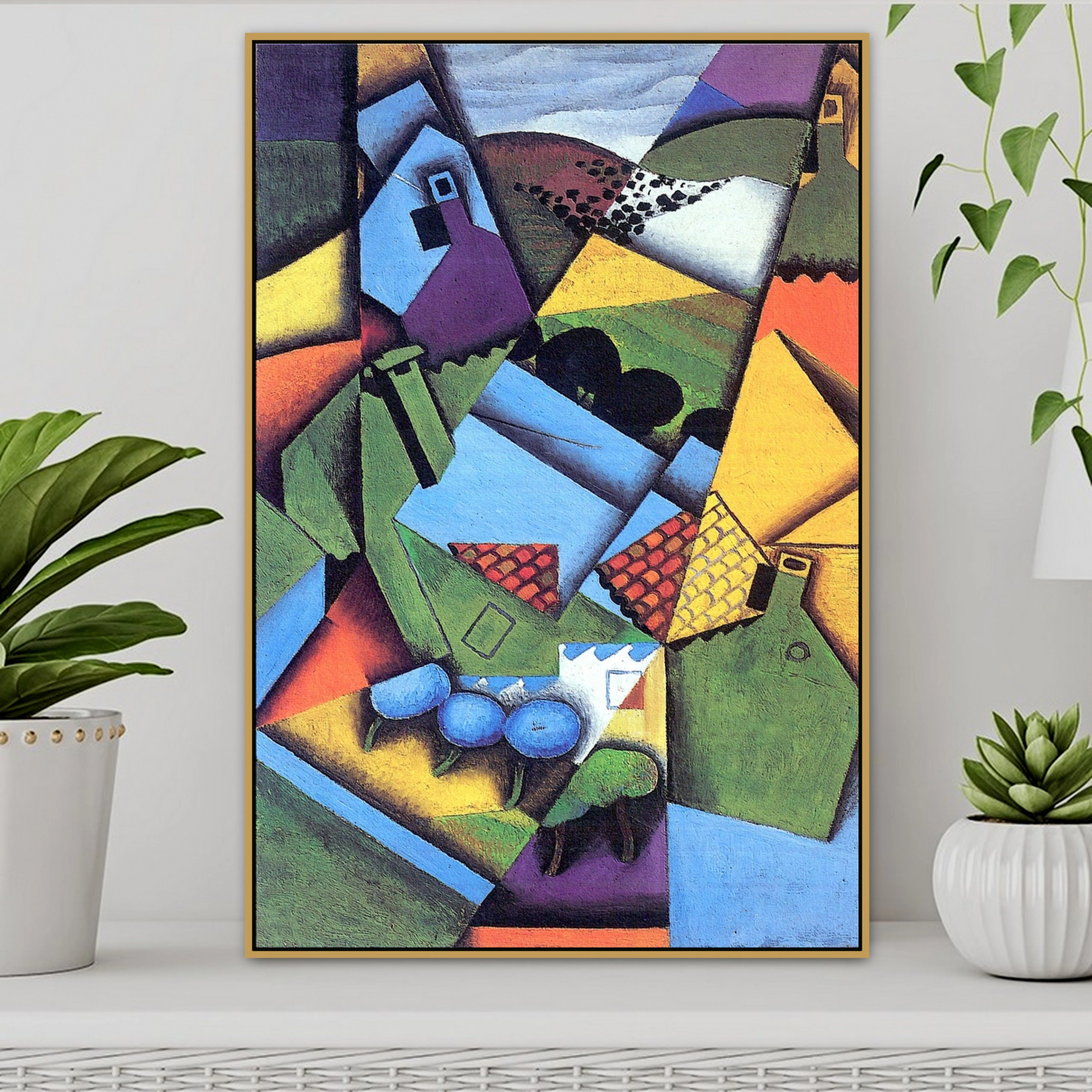 juan-gris-cuadro-art-stico-de-paisaje-y-casas-de-ceret-p-ster-impreso