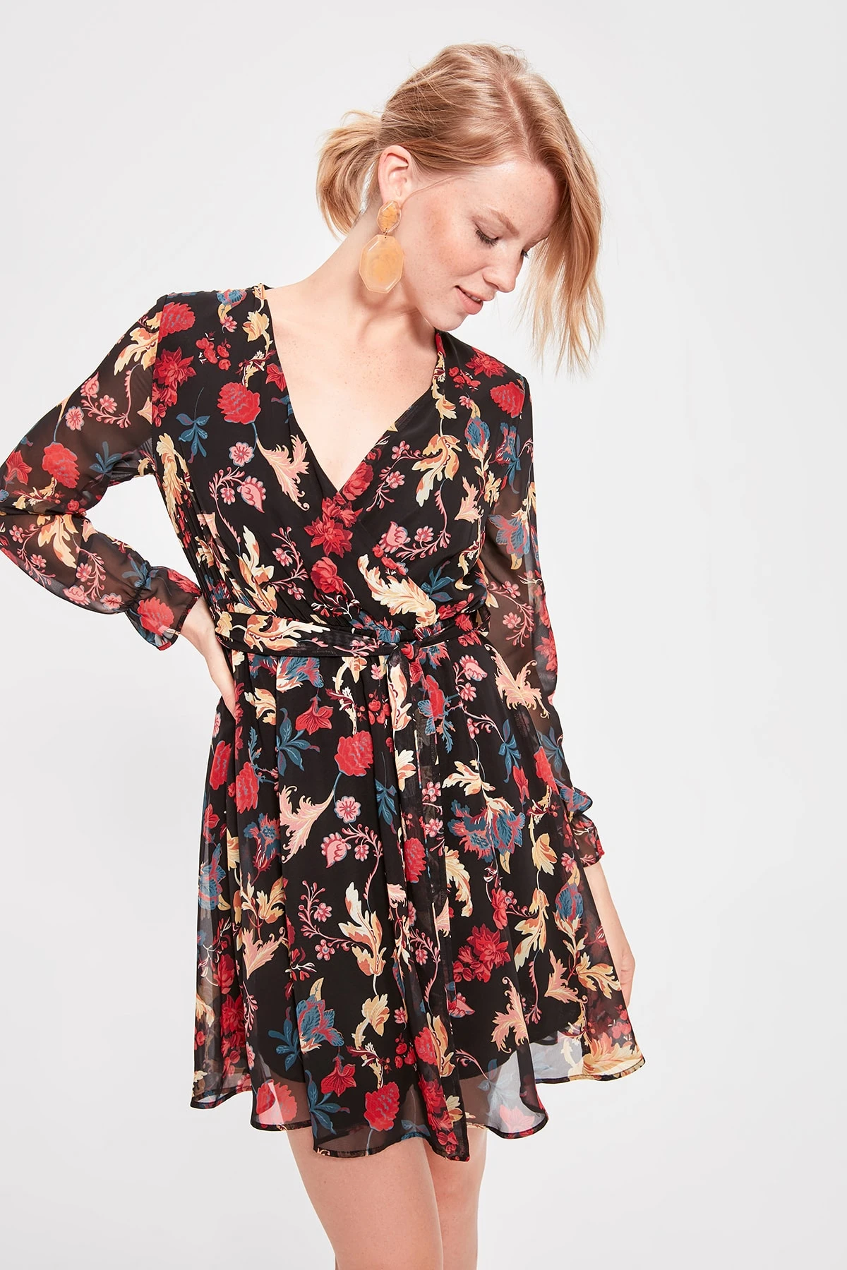 Trendyol Black Patterned Dress 