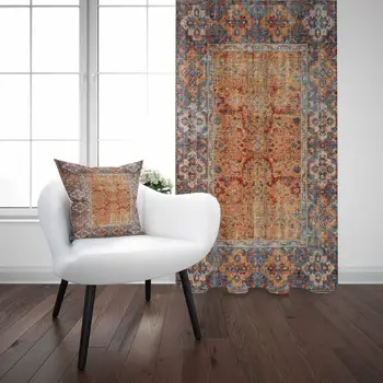 

Else Brown Orange Vintage Turkish Ottoman Design 3D Print Living Room Bedroom Window Panel Curtain Combine Gift Pillow Case
