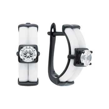 

Silver earrings with ceramics and cubic zirconia sunlight