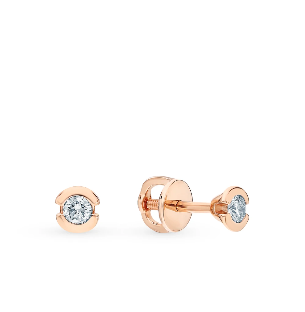 Gold earrings with diamonds SUNLIGHT test 585