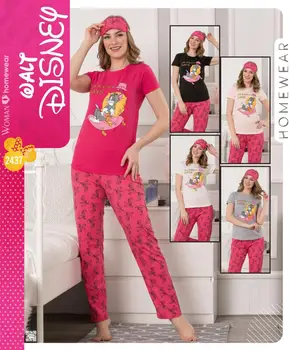

Pajamas 3 Sets Women Long Sleepwear Tshirt Spring Sleeping Strip Thin Carton Generation Suit Home Women Gift Female Sleepwear