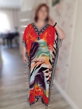 Caftán de secado rápido para Mujer, Túnica playera de gran tamaño para Playa, Túnica Q831 2021