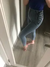 Las mujeres Pantalones vaqueros de cintura alta Mujer Sexy negro elástico azul pantalones pitillo mujer de talla grande de la cremallera lavado tejano pantalones chica