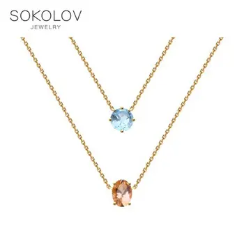 

Sokolov necklace in Gold with Topaz and synthetic sieve, fashion jewelry, gold, 585, women's male