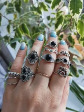 Tocona 11 unids/set antiguo Vintage de Color plata de diamantes de imitación anillo de conjunto para las mujeres geométrico nudillo conjunto de Anillos Midi Anillos 10057