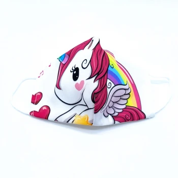 

Child mask with unicorn for girl and child, washable and reusable with filter opening.