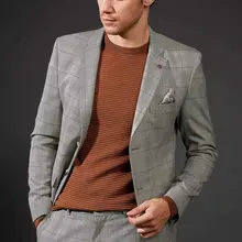 DeFacto модный роскошный мужской блейзер, брендовый высококачественный клетчатый приталенный мужской костюм, блейзеры для мужчин, весна-осень-L6869AZ19AU