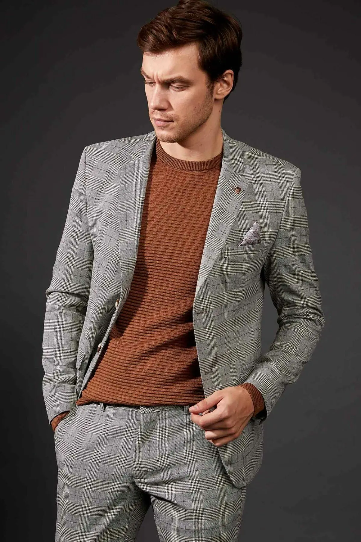 

DeFacto New Fashion Luxury Men Blazer Brand High Quality Plaid Pattern Slim Men Suit Blazers Men Spring Autumn - L6869AZ19AU