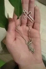 Collar con colgante gótico de Cruz hueca para hombre y mujer, collar de estilo callejero, Color plateado, regalo, joyería de cuello al por mayor