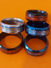 SHOUMAN-anillos de fibra de carbono para hombre, de acero y titanio, Color rojo y azul, para boda