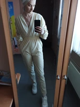 Women Rompers Jumpsuits Bodysuit Lantern-Sleeve OOTN V-Neck High-Waist Straight