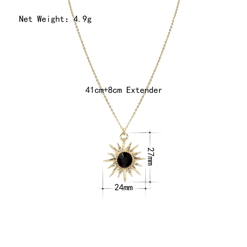 New Design High Quality Necklace Colorful Acrylic Stone Sun Shape Pendant Necklace for Women Modern Female Jewelry