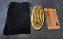 Juego de peines naturales para hombre, cepillo de afeitar ecológico, peine para Barba, conjunto de reparación de bigote, cerdas de pelo profesional