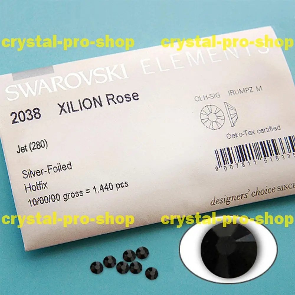 Swarovski Elements Black(280)(без горячей фиксации/горячей фиксации) железо вкл(ss3-ss34)(1 мм-7 мм) Стразы с плоским основанием