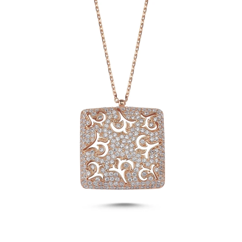 

Armagano Openwork Pattern Zircon Cubic Zirconia Square Ghost Pendant