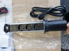 COSWALL para POP 3 hembra 2 puerto de carga USB de la Mesa de cocina toma para escritorio retráctil enchufe de la UE de cuerpo de aluminio de fondo azul