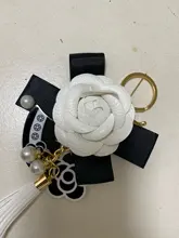 Bolsa de lujo negro blanco llavero de la mujer de coche bolsas Camelia clave de la cadena