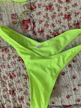 Female Swimsuit Bikini-Set Wire Two-Piece Neon Green V-Shape Women K439 V-Bar